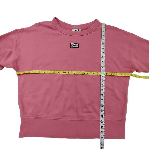 Adidas Sweatshirt Womens Medium Pink Terrycloth Crew Neck Cotton Athletic - Picture 7 of 12